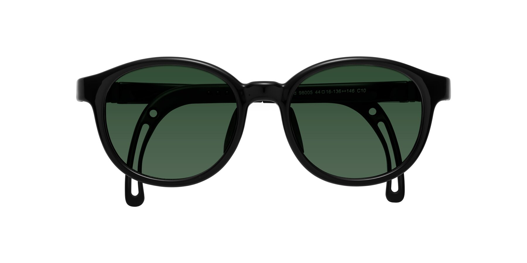 Folded Front of Anahid in Ninja Black with Green Tinted Lenses