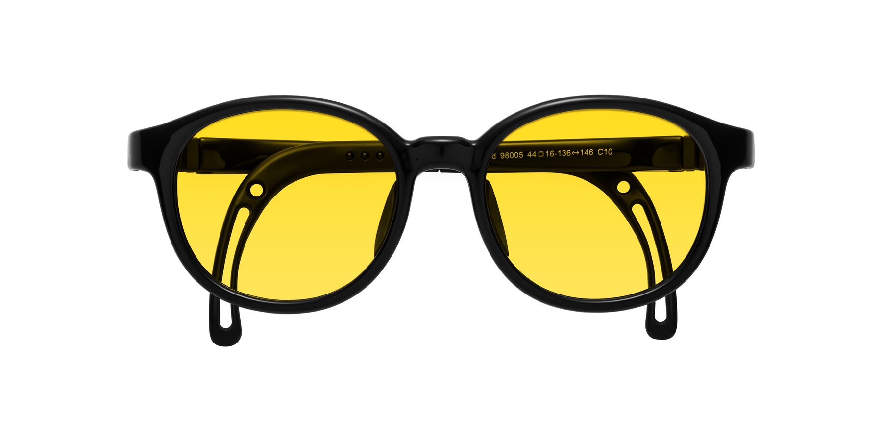 Folded Front of Anahid in Ninja Black with Yellow Tinted Lenses