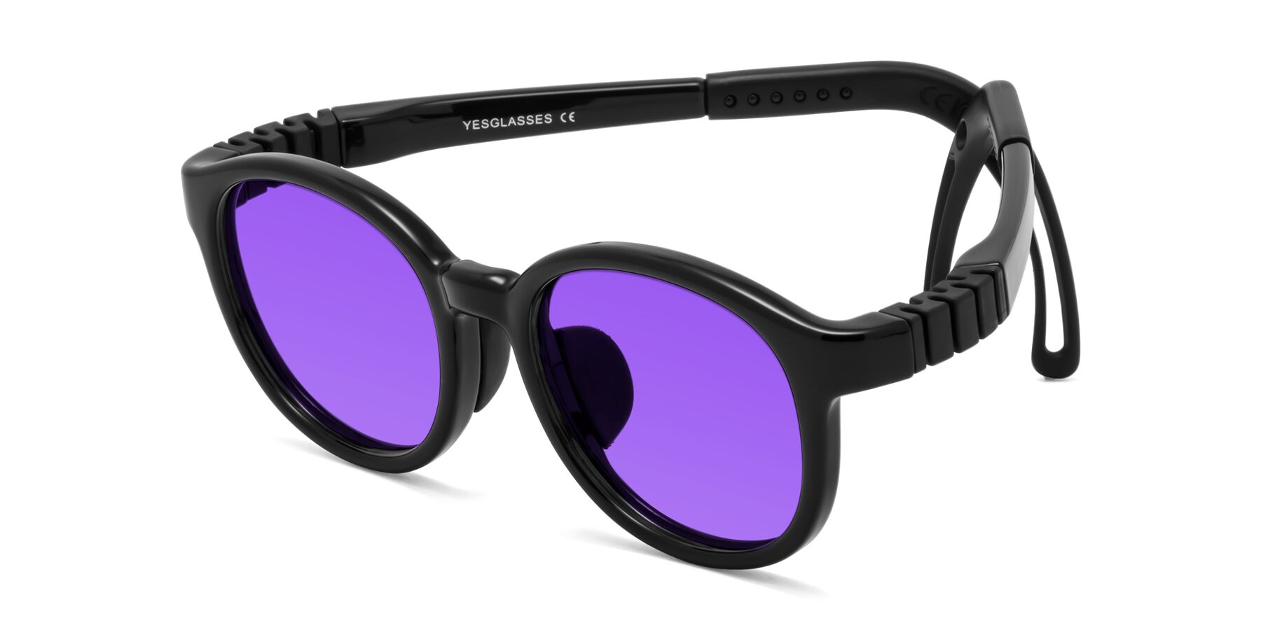 Angle of Anahid in Ninja Black with Purple Tinted Lenses