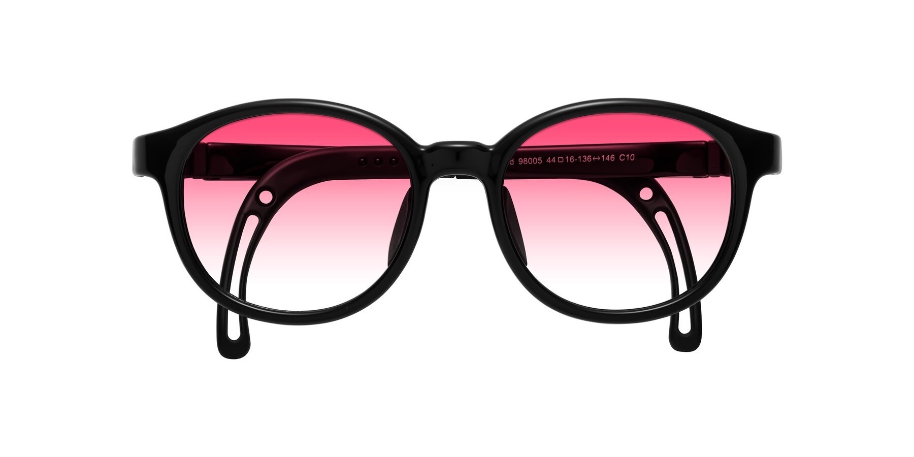 Folded Front of Anahid in Ninja Black with Pink Gradient Lenses