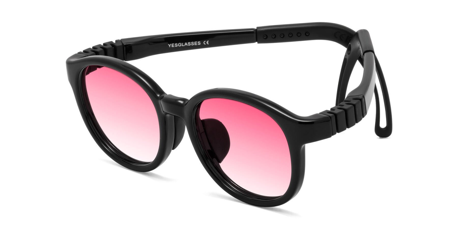 Angle of Anahid in Ninja Black with Pink Gradient Lenses