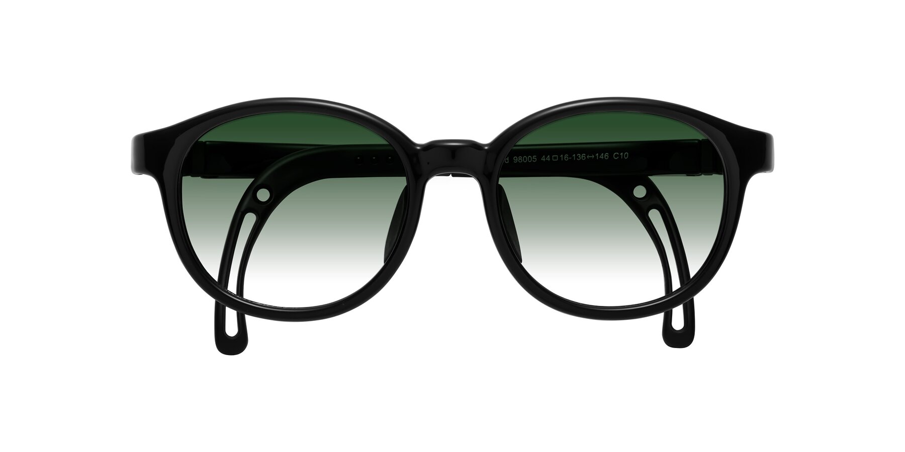 Folded Front of Anahid in Ninja Black with Green Gradient Lenses