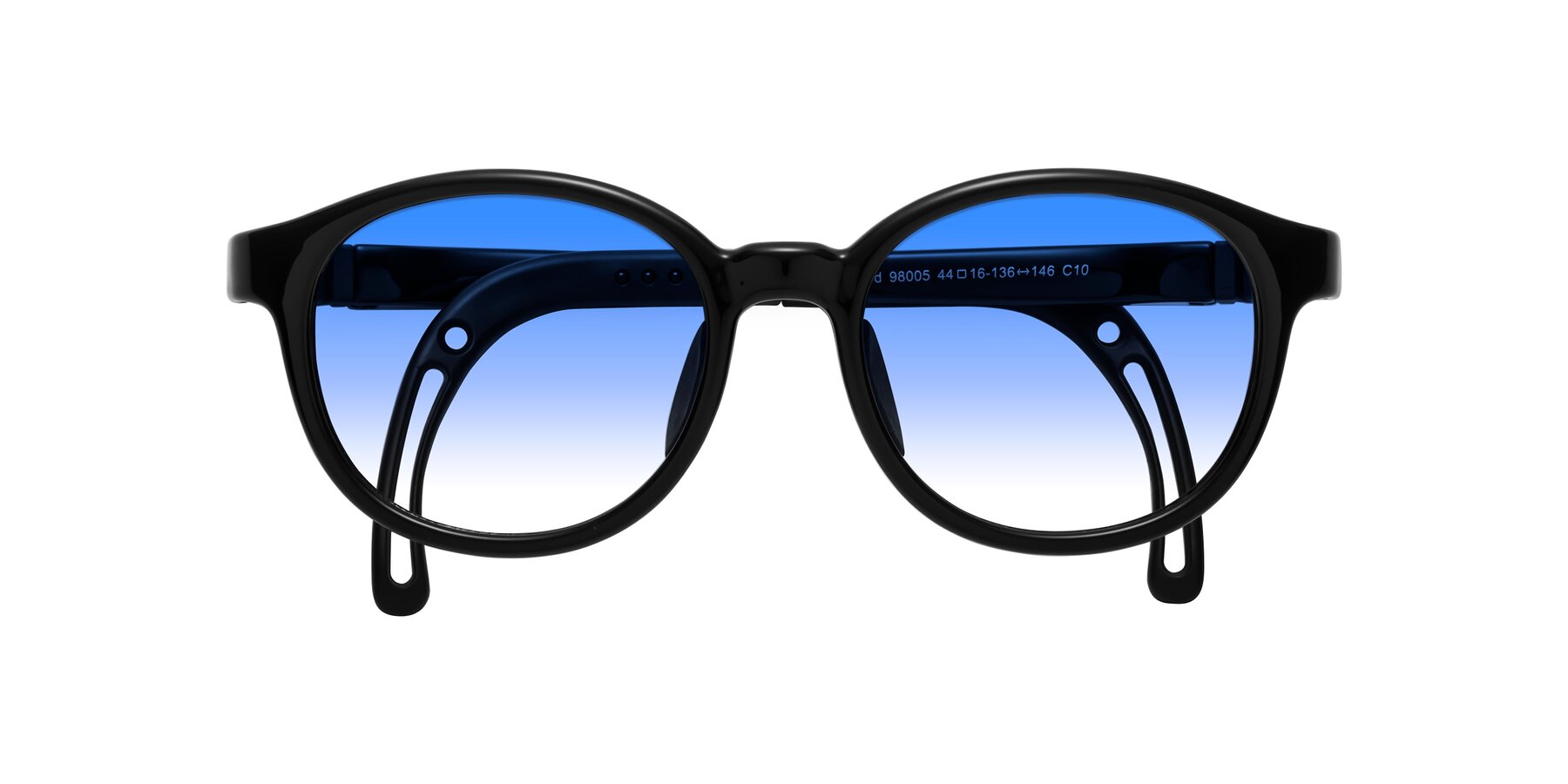 Folded Front of Anahid in Ninja Black with Blue Gradient Lenses