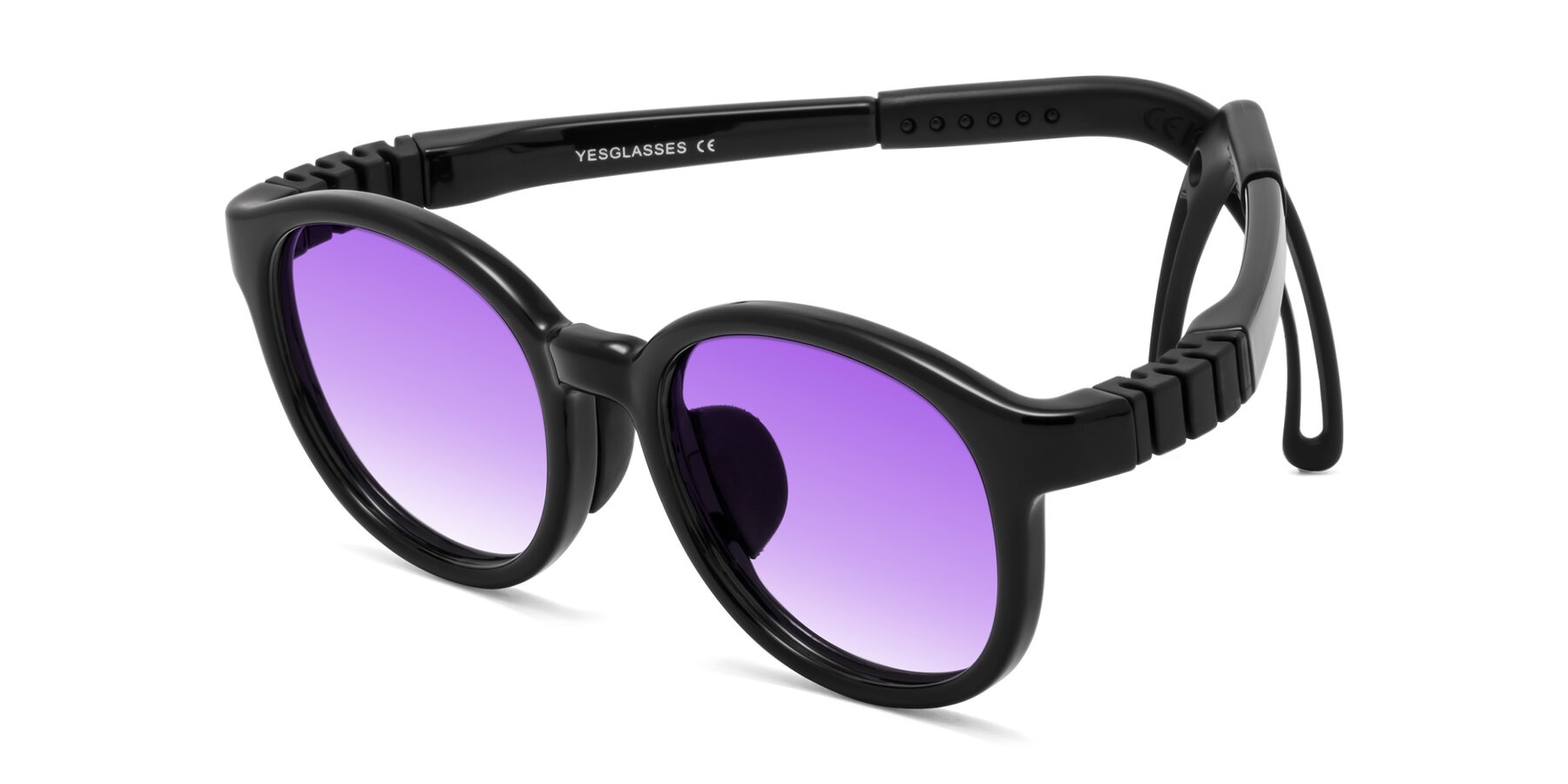 Angle of Anahid in Ninja Black with Purple Gradient Lenses