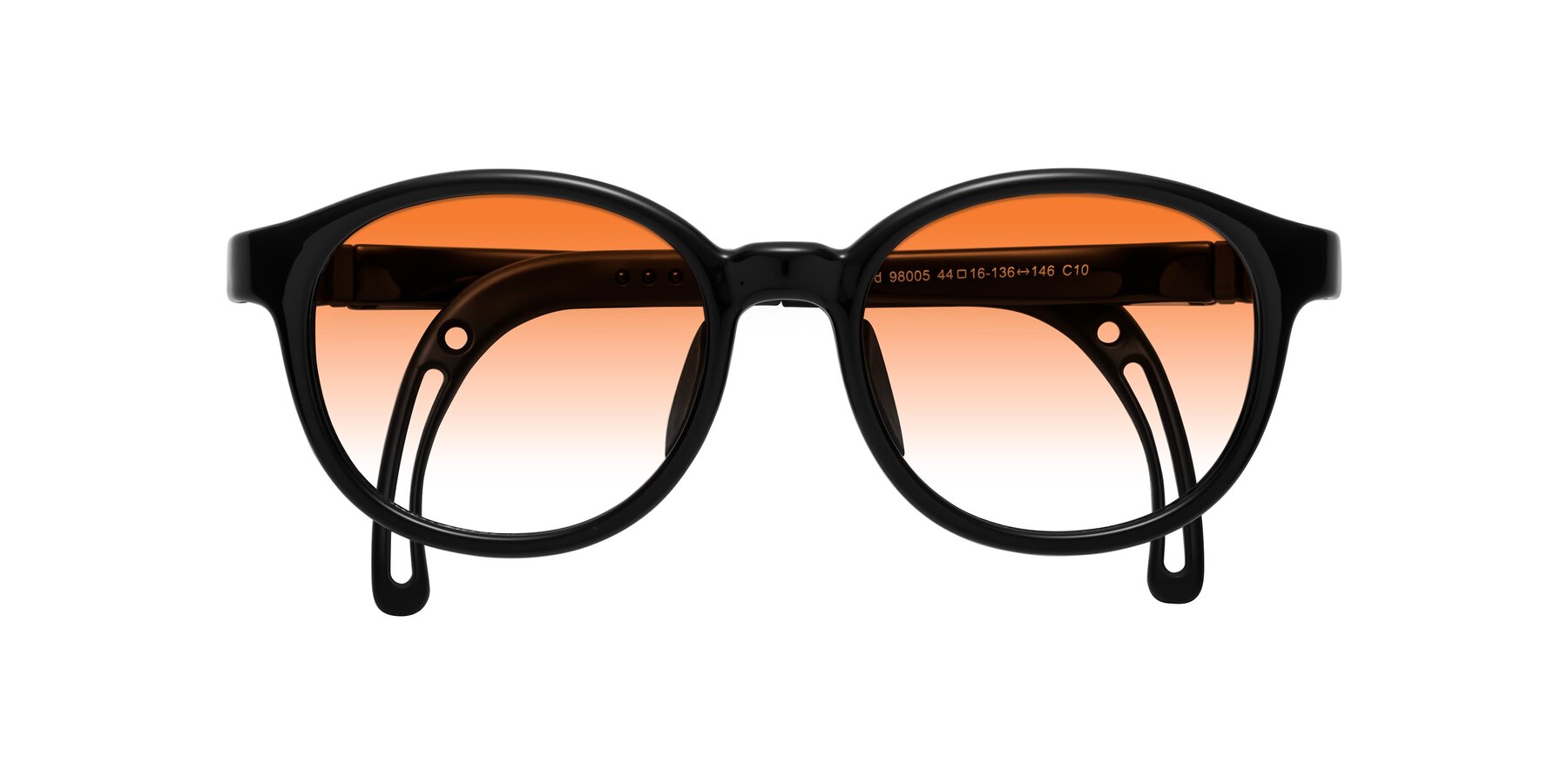 Folded Front of Anahid in Ninja Black with Orange Gradient Lenses