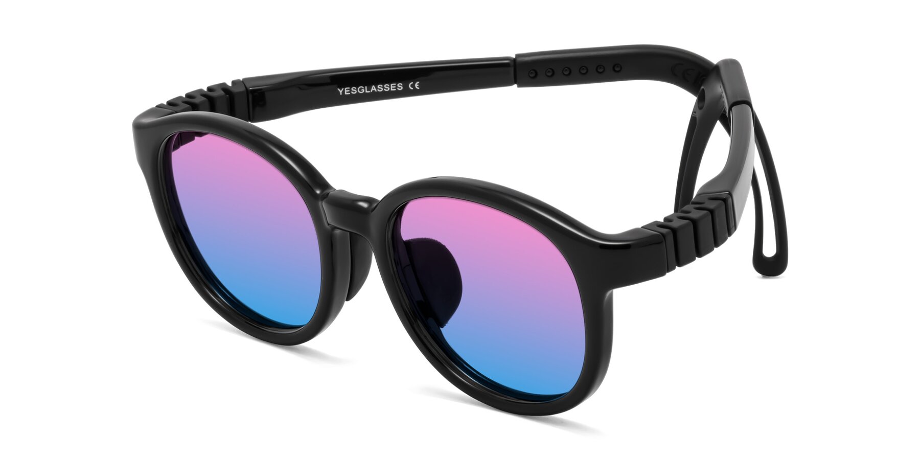 Angle of Anahid in Ninja Black with Pink / Blue Gradient Lenses