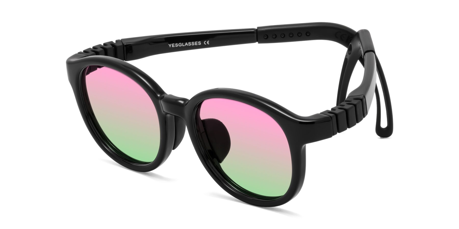 Angle of Anahid in Ninja Black with Pink / Green Gradient Lenses