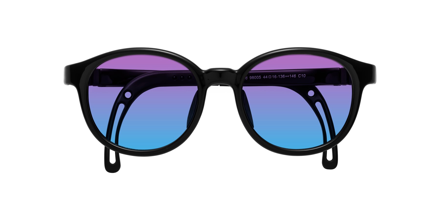 Folded Front of Anahid in Ninja Black with Purple / Blue Gradient Lenses