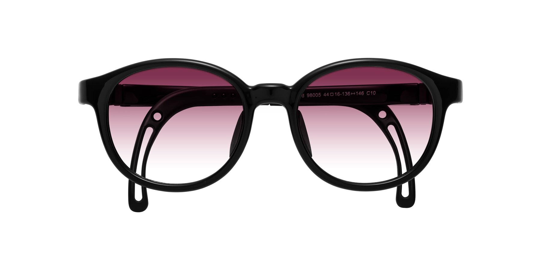 Folded Front of Anahid in Ninja Black with Wine Gradient Lenses