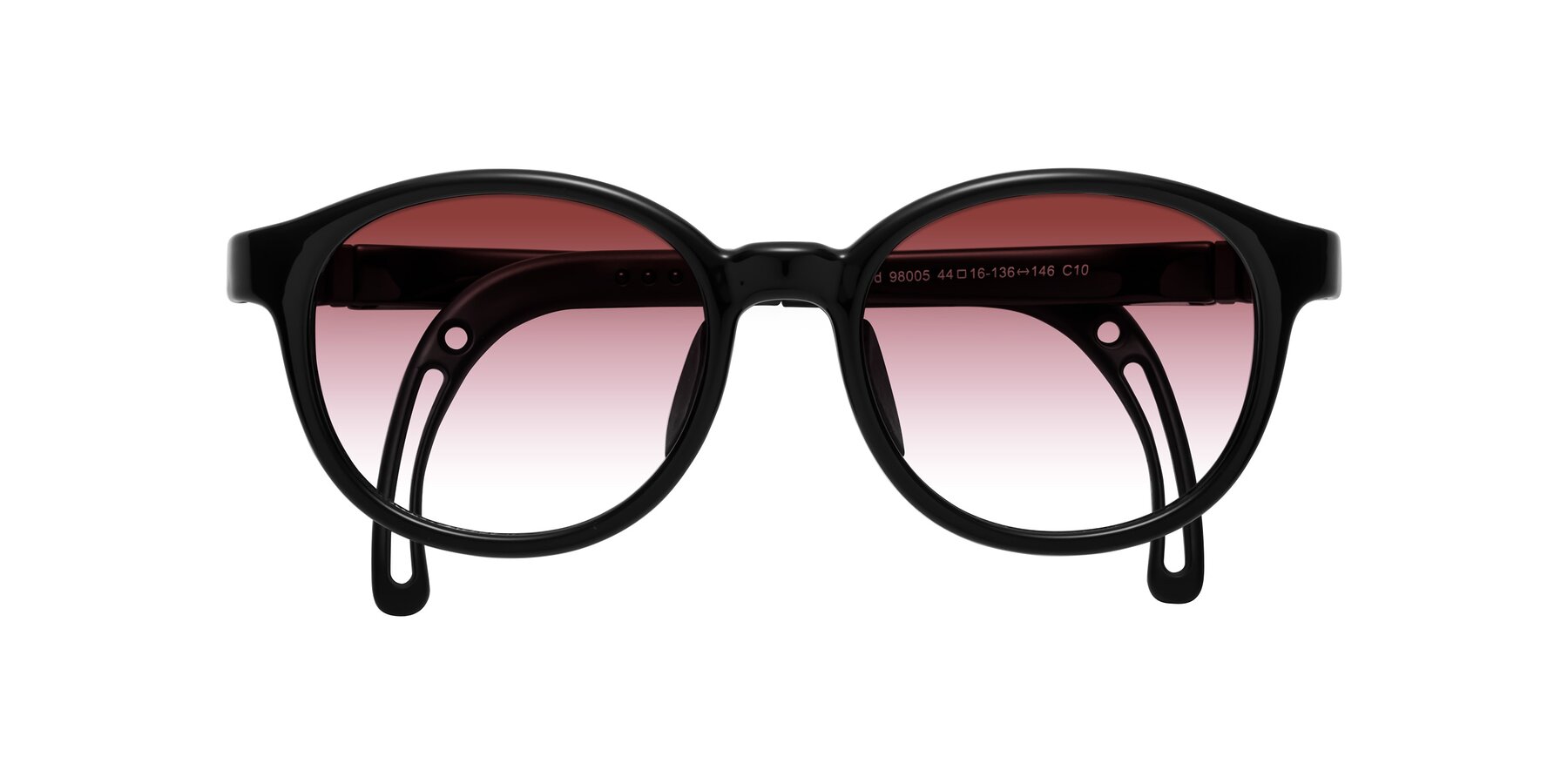 Folded Front of Anahid in Ninja Black with Garnet Gradient Lenses