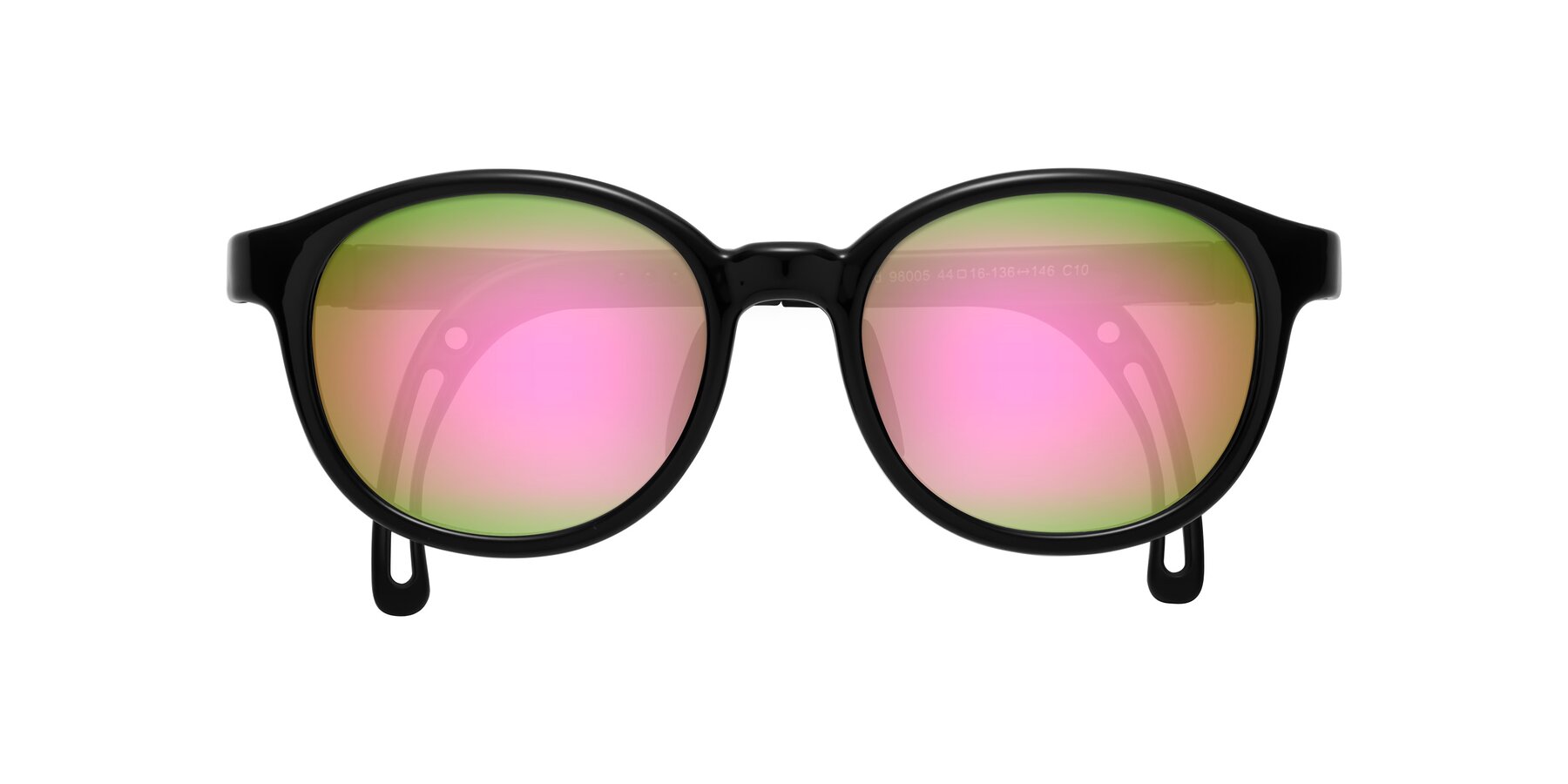 Folded Front of Anahid in Ninja Black with Pink Mirrored Lenses