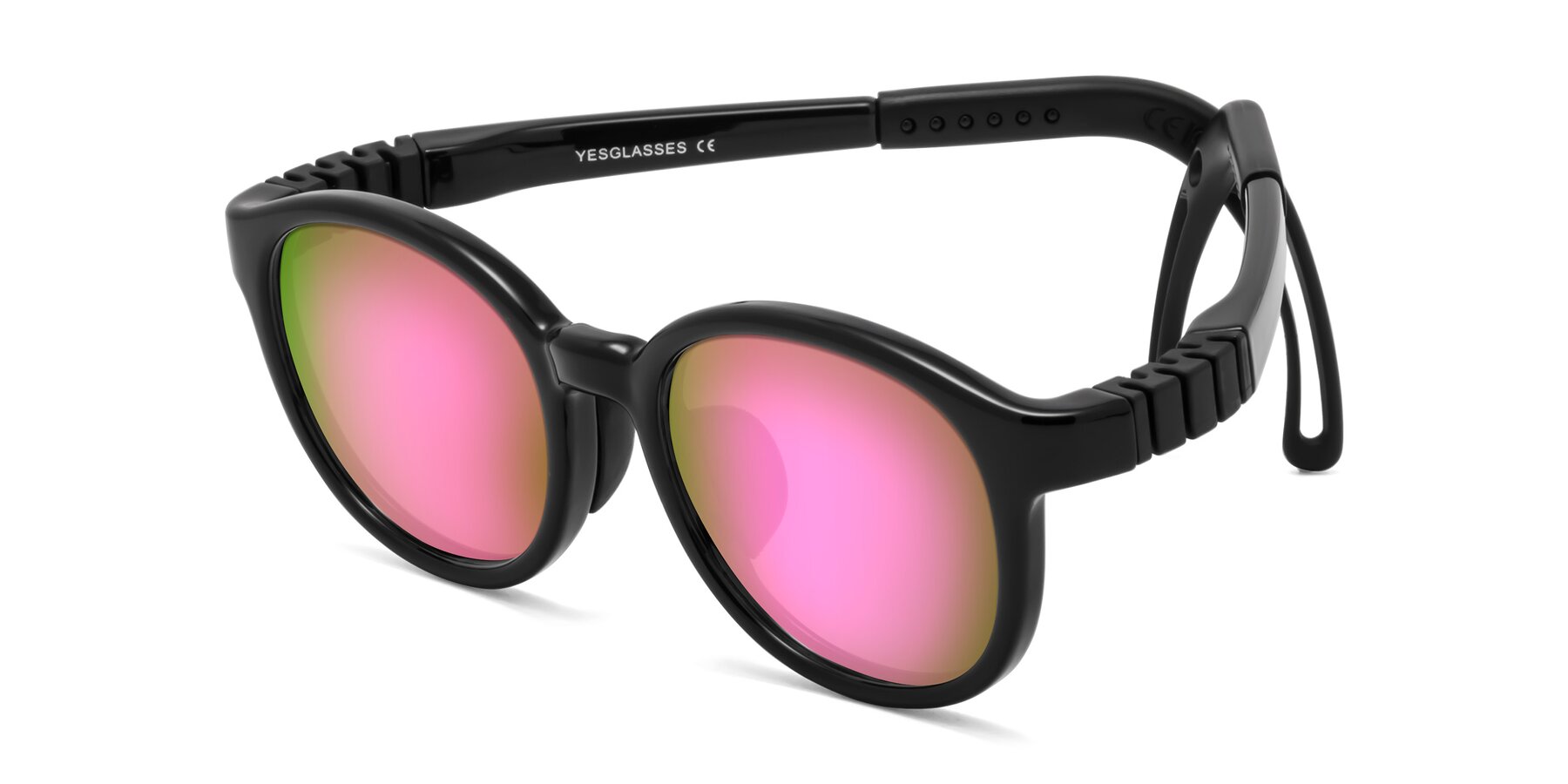 Angle of Anahid in Ninja Black with Pink Mirrored Lenses