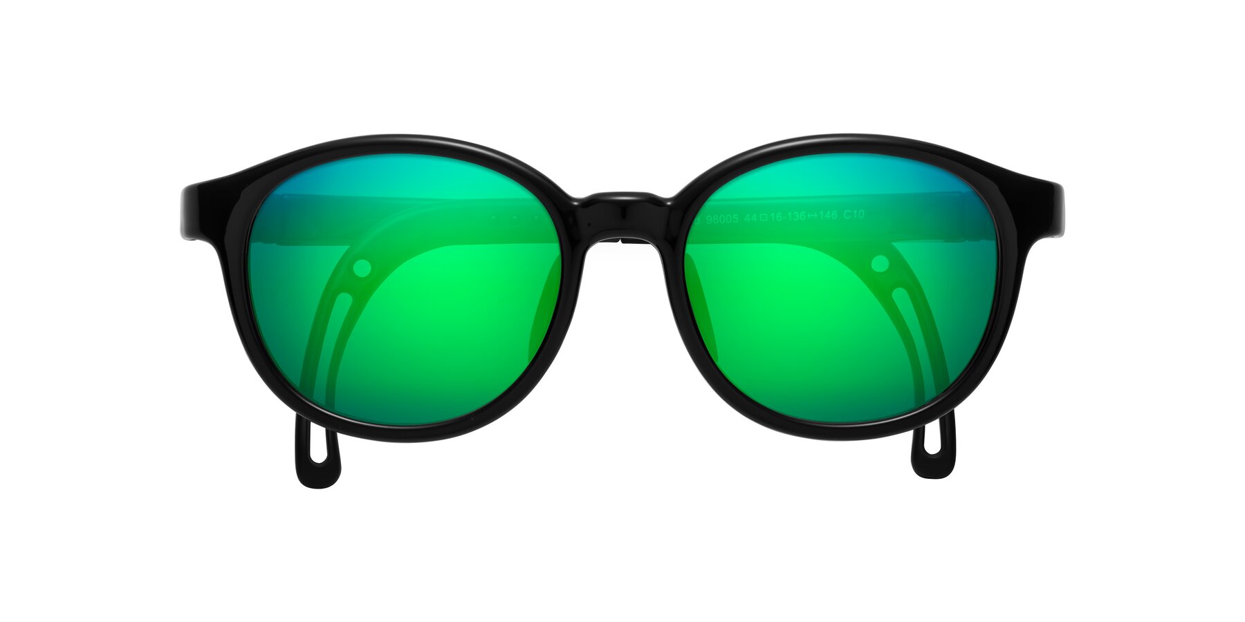 Folded Front of Anahid in Ninja Black with Green Mirrored Lenses