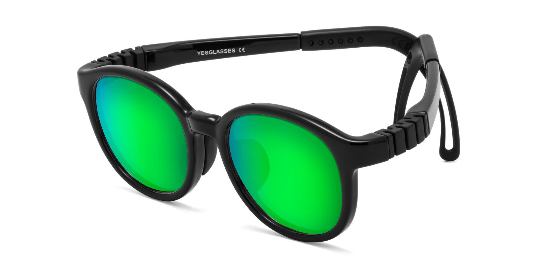 Angle of Anahid in Ninja Black with Green Mirrored Lenses