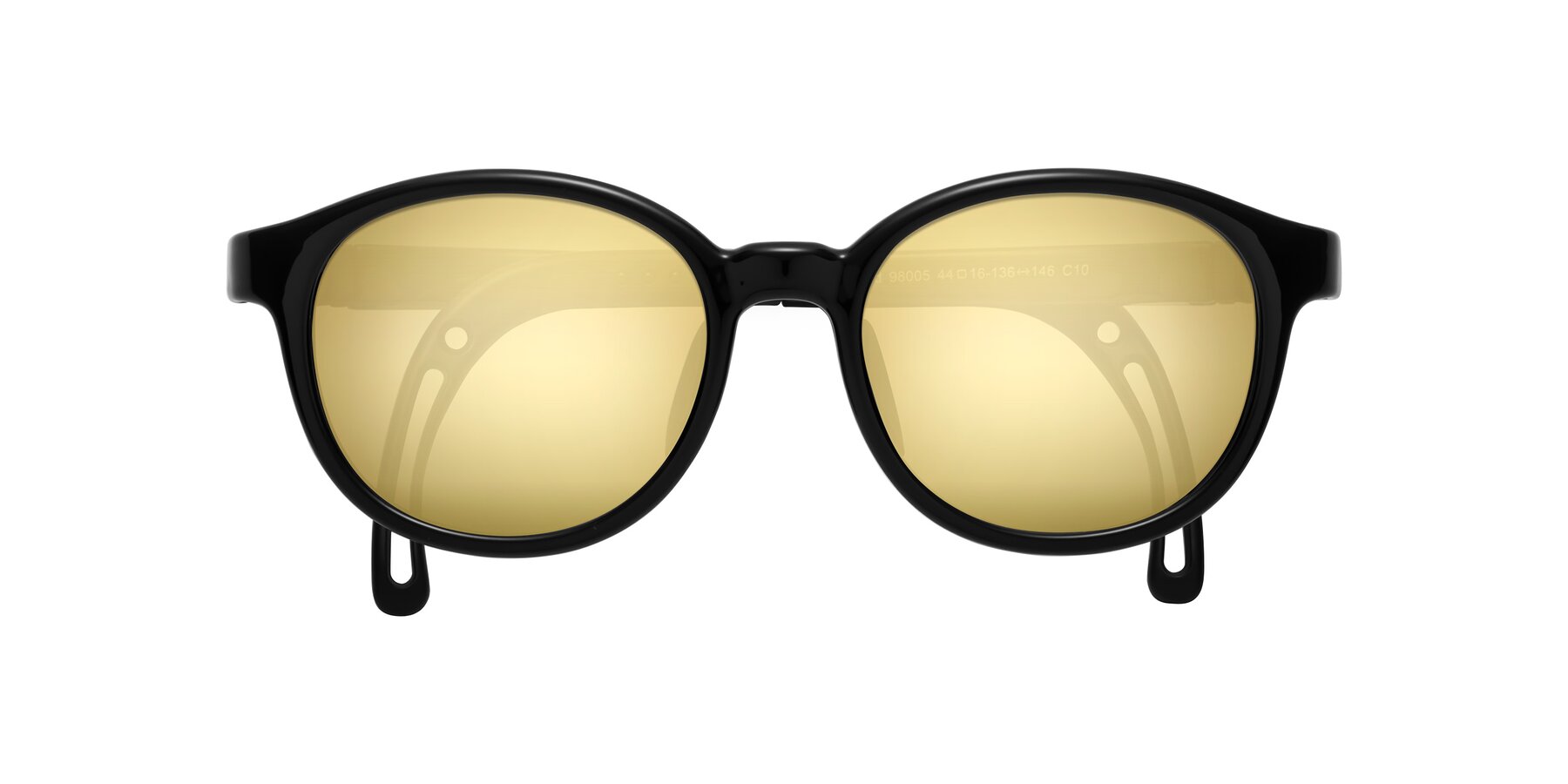 Folded Front of Anahid in Ninja Black with Gold Mirrored Lenses