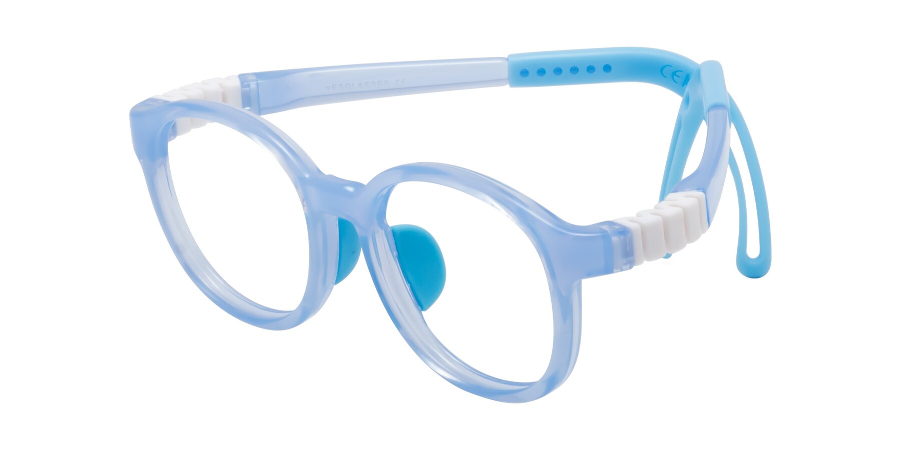 Angle of Anahid in Pilot Blue with Clear Eyeglass Lenses