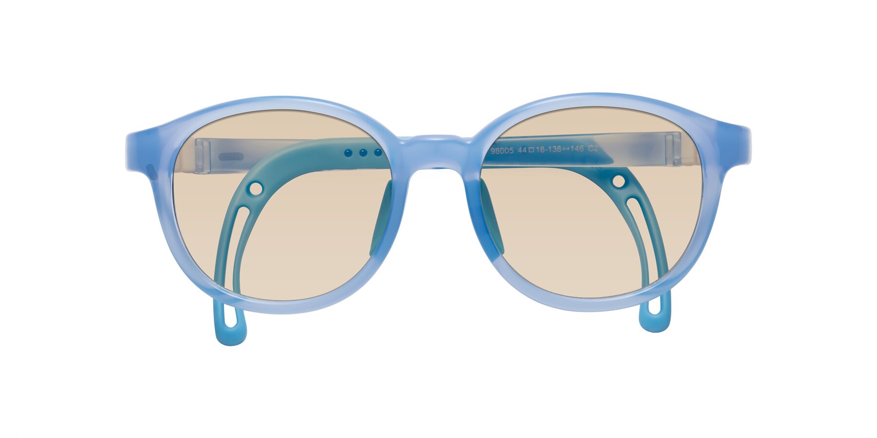 Folded Front of Anahid in Pilot Blue with Light Brown Tinted Lenses