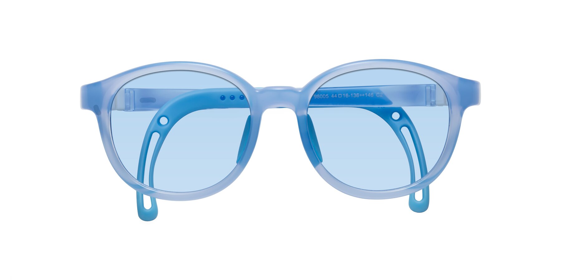 Folded Front of Anahid in Pilot Blue with Light Blue Tinted Lenses