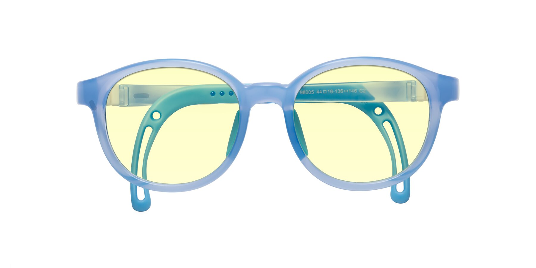 Folded Front of Anahid in Pilot Blue with Light Yellow Tinted Lenses