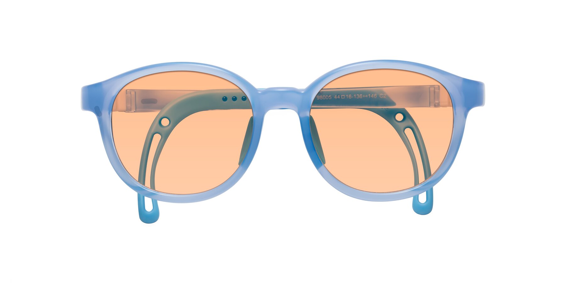 Folded Front of Anahid in Pilot Blue with Light Orange Tinted Lenses