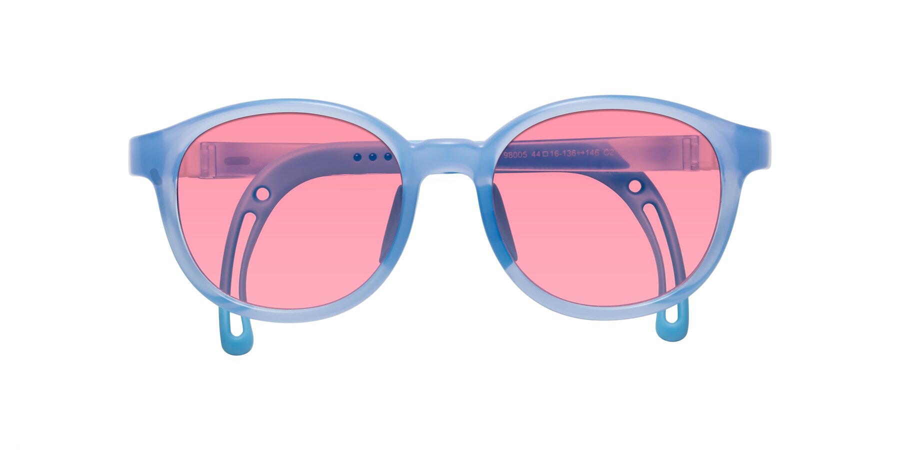 Folded Front of Anahid in Pilot Blue with Pink Tinted Lenses