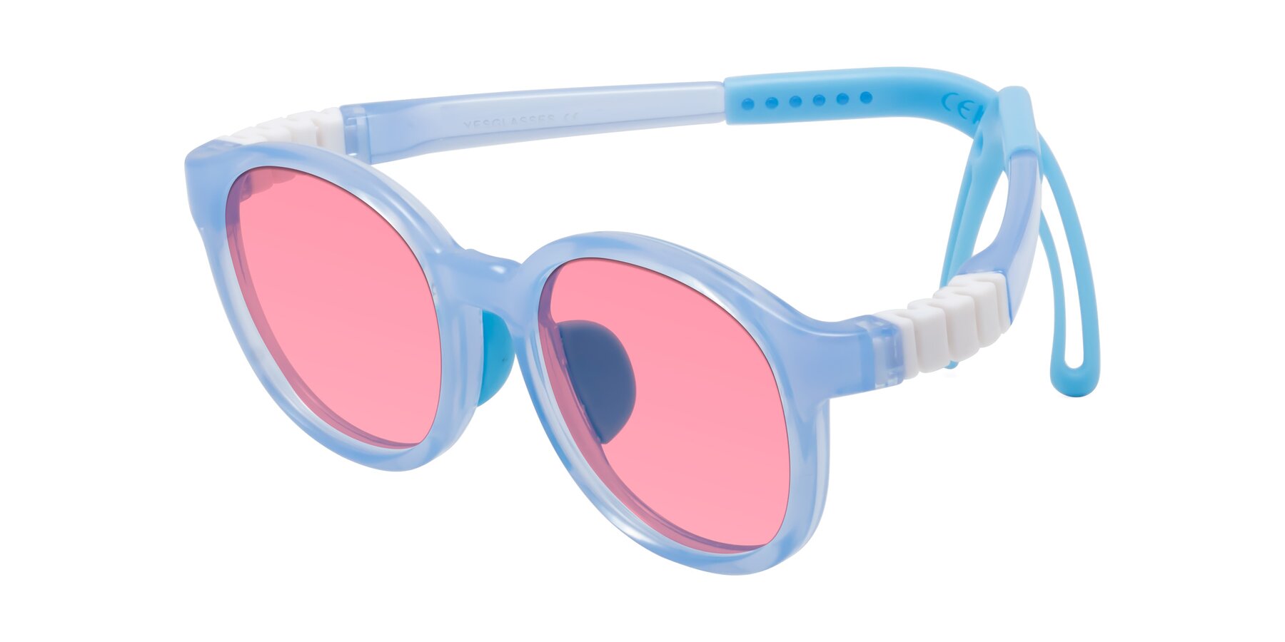 Angle of Anahid in Pilot Blue with Pink Tinted Lenses