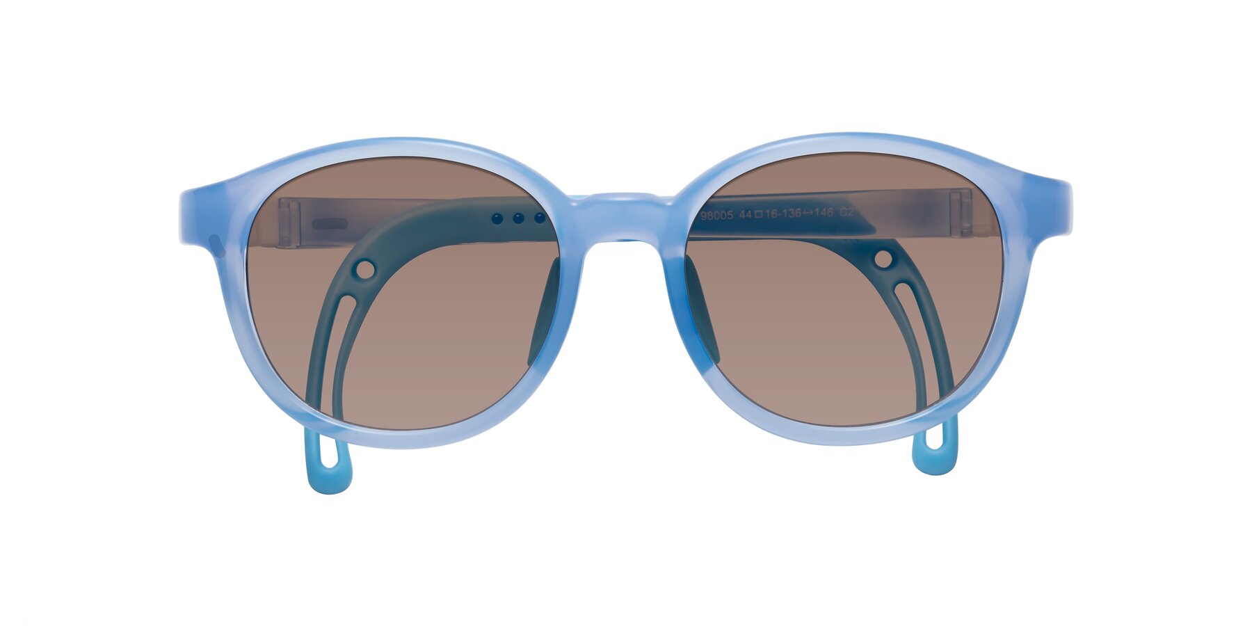 Folded Front of Anahid in Pilot Blue with Medium Brown Tinted Lenses