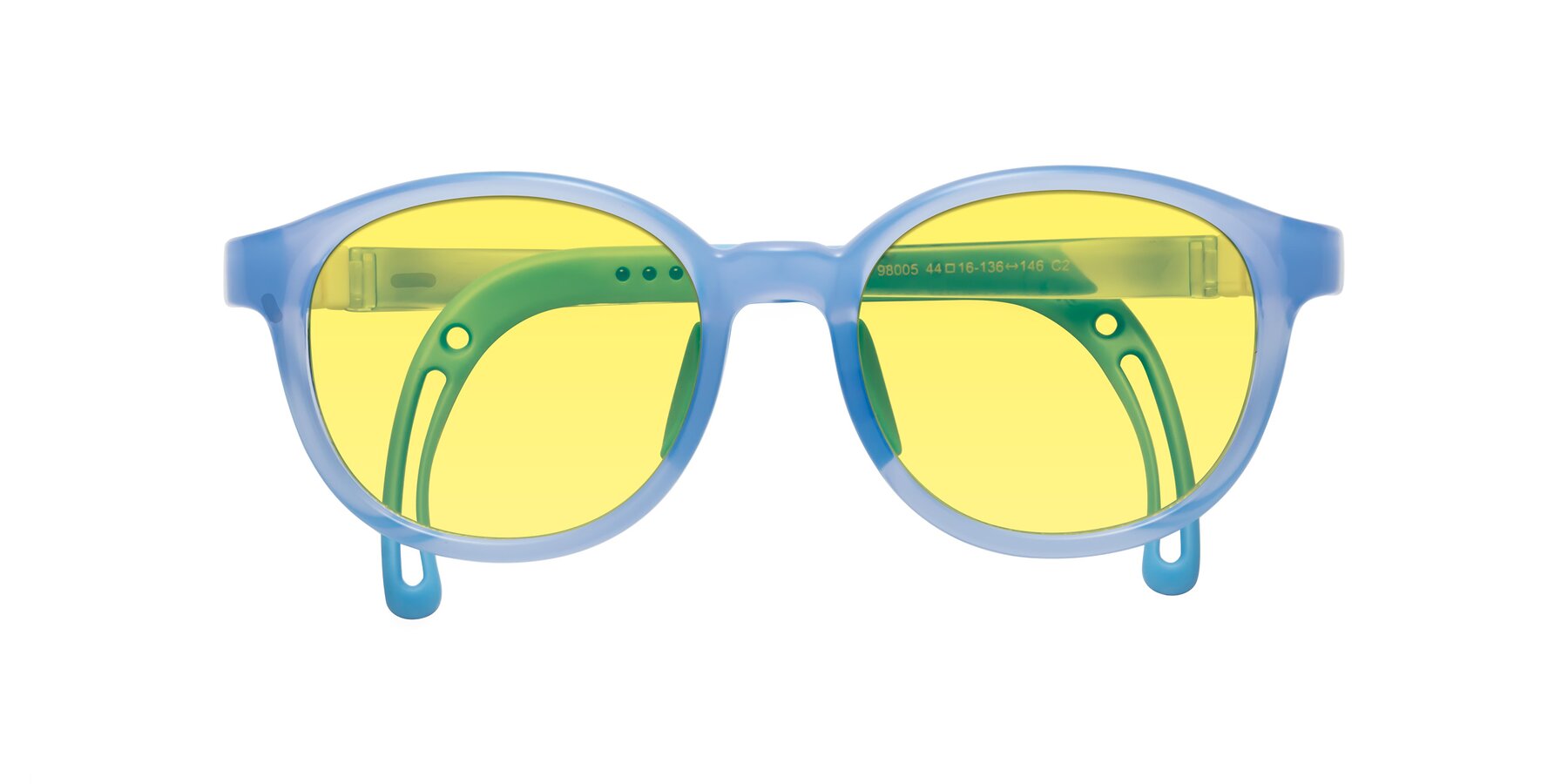 Folded Front of Anahid in Pilot Blue with Medium Yellow Tinted Lenses