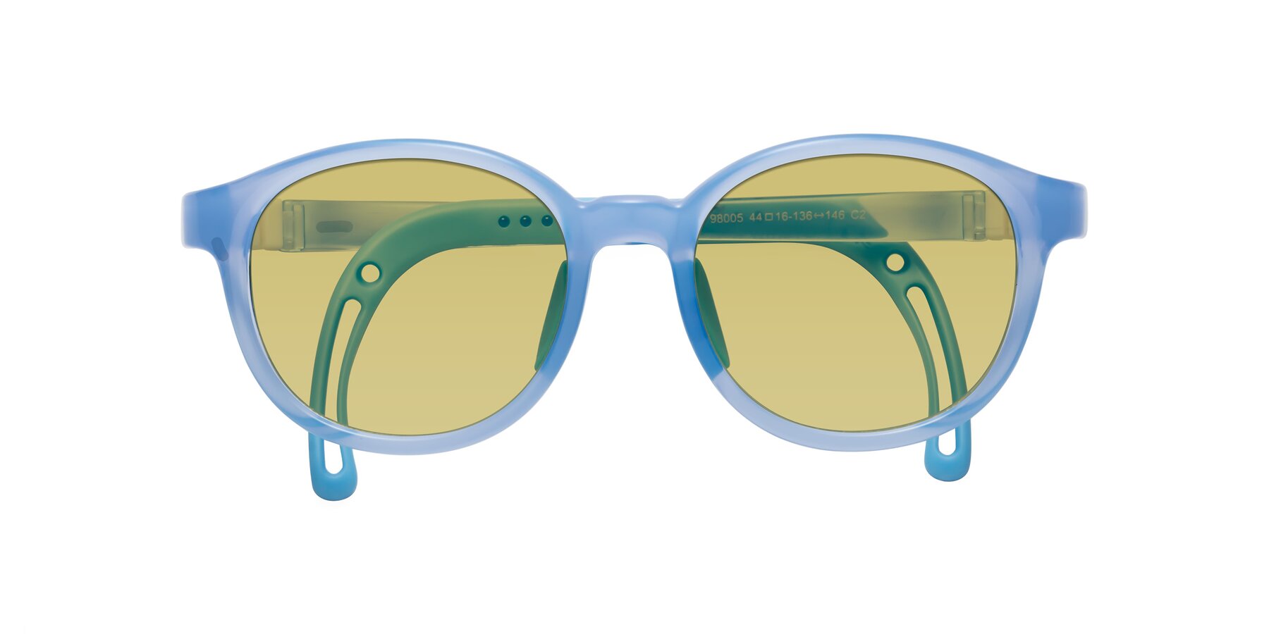 Folded Front of Anahid in Pilot Blue with Medium Champagne Tinted Lenses