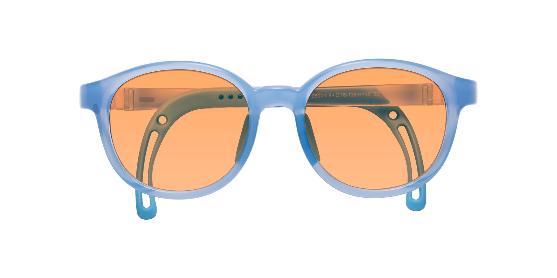 Folded Front of Anahid in Pilot Blue with Medium Orange Tinted Lenses