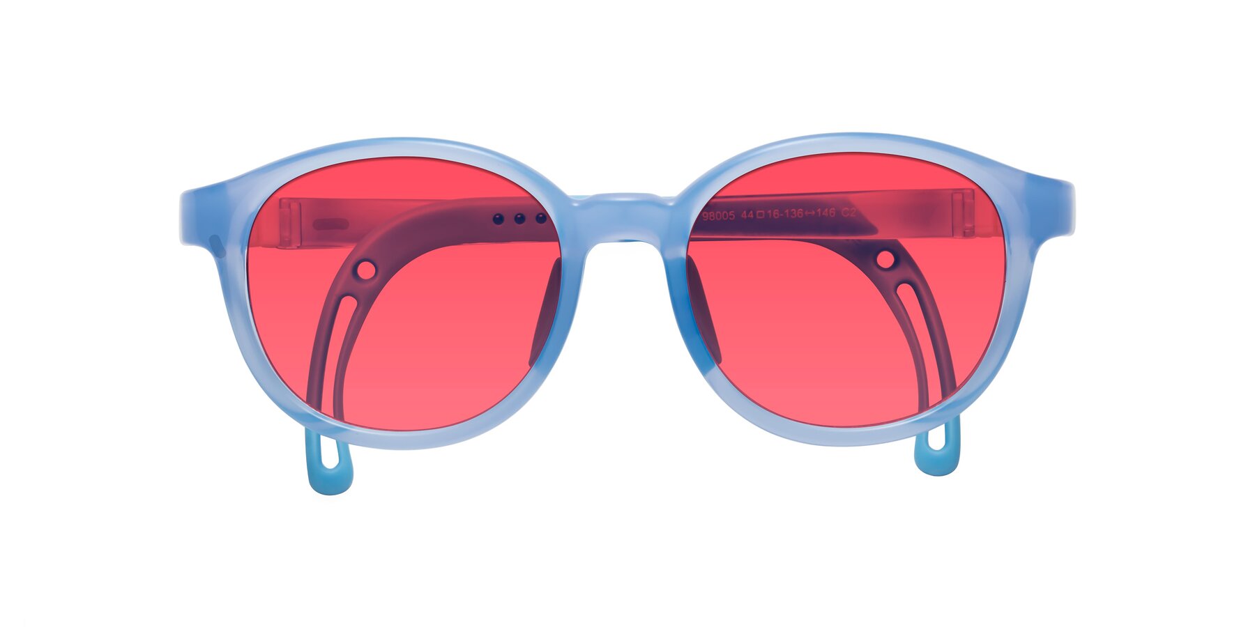 Folded Front of Anahid in Pilot Blue with Red Tinted Lenses