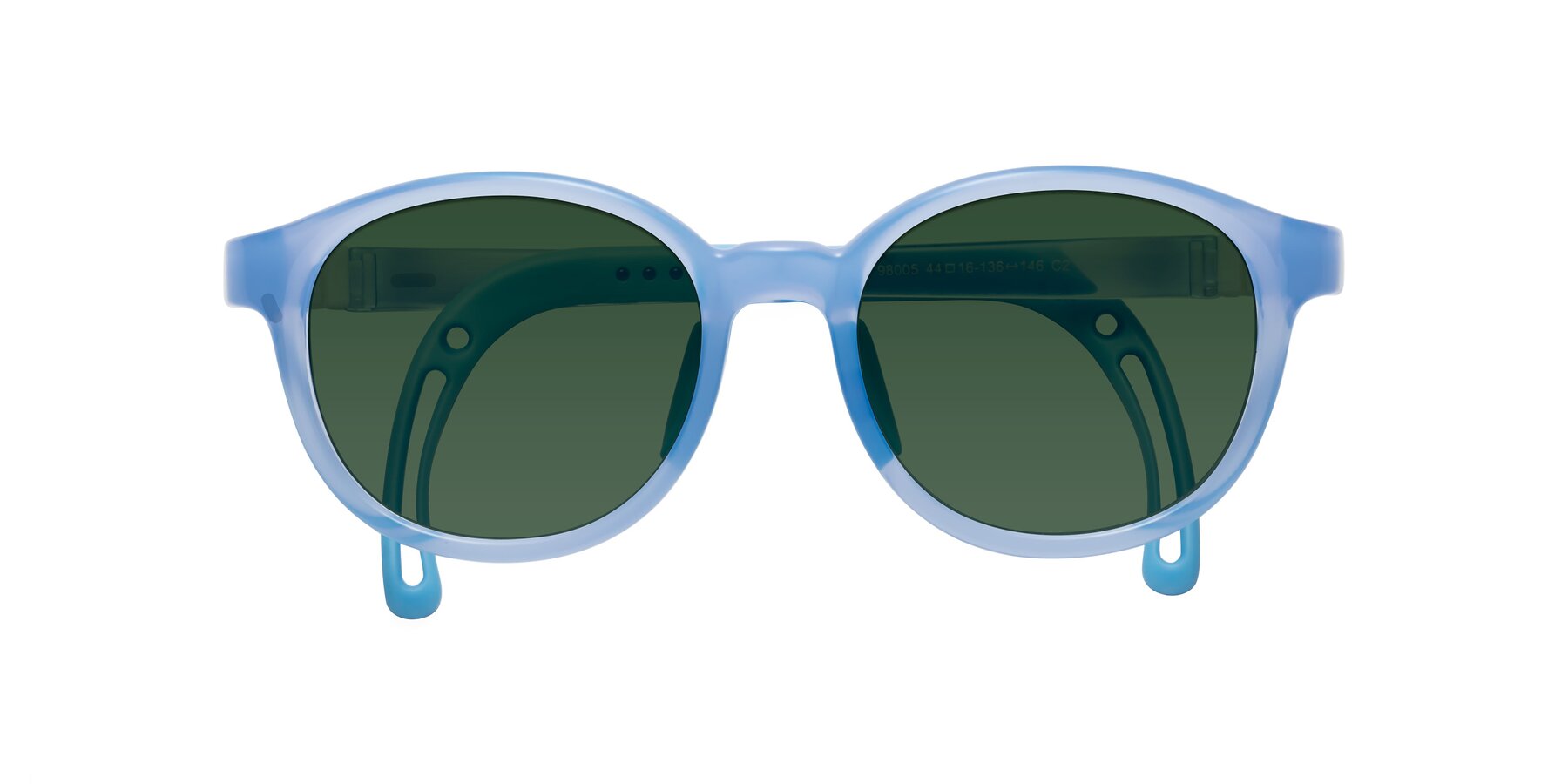 Folded Front of Anahid in Pilot Blue with Green Tinted Lenses