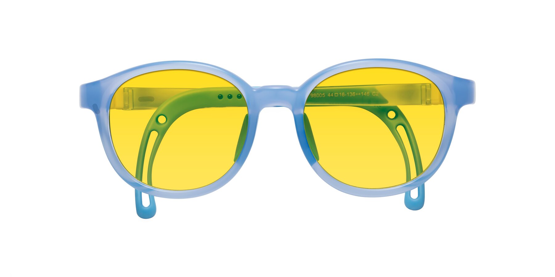 Folded Front of Anahid in Pilot Blue with Yellow Tinted Lenses