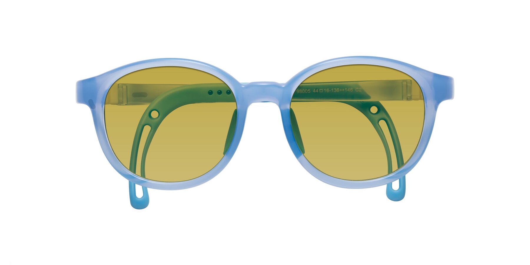 Folded Front of Anahid in Pilot Blue with Champagne Tinted Lenses