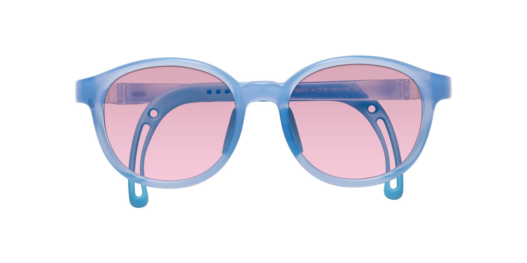 Folded Front of Anahid in Pilot Blue with Light Wine Tinted Lenses