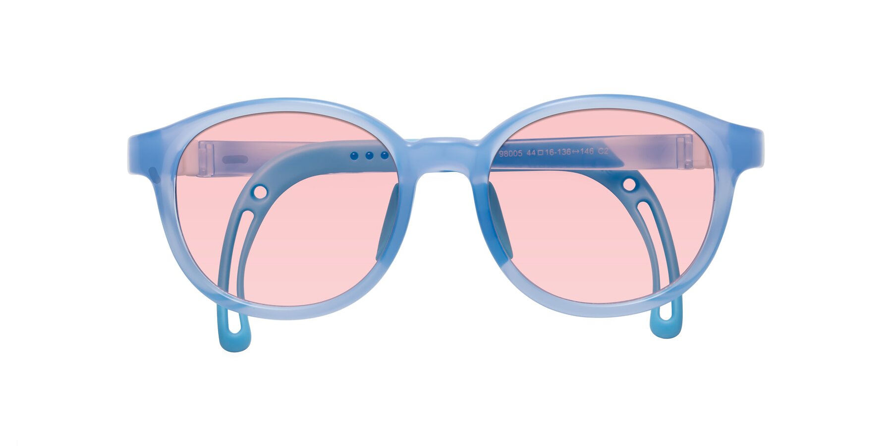 Folded Front of Anahid in Pilot Blue with Light Garnet Tinted Lenses