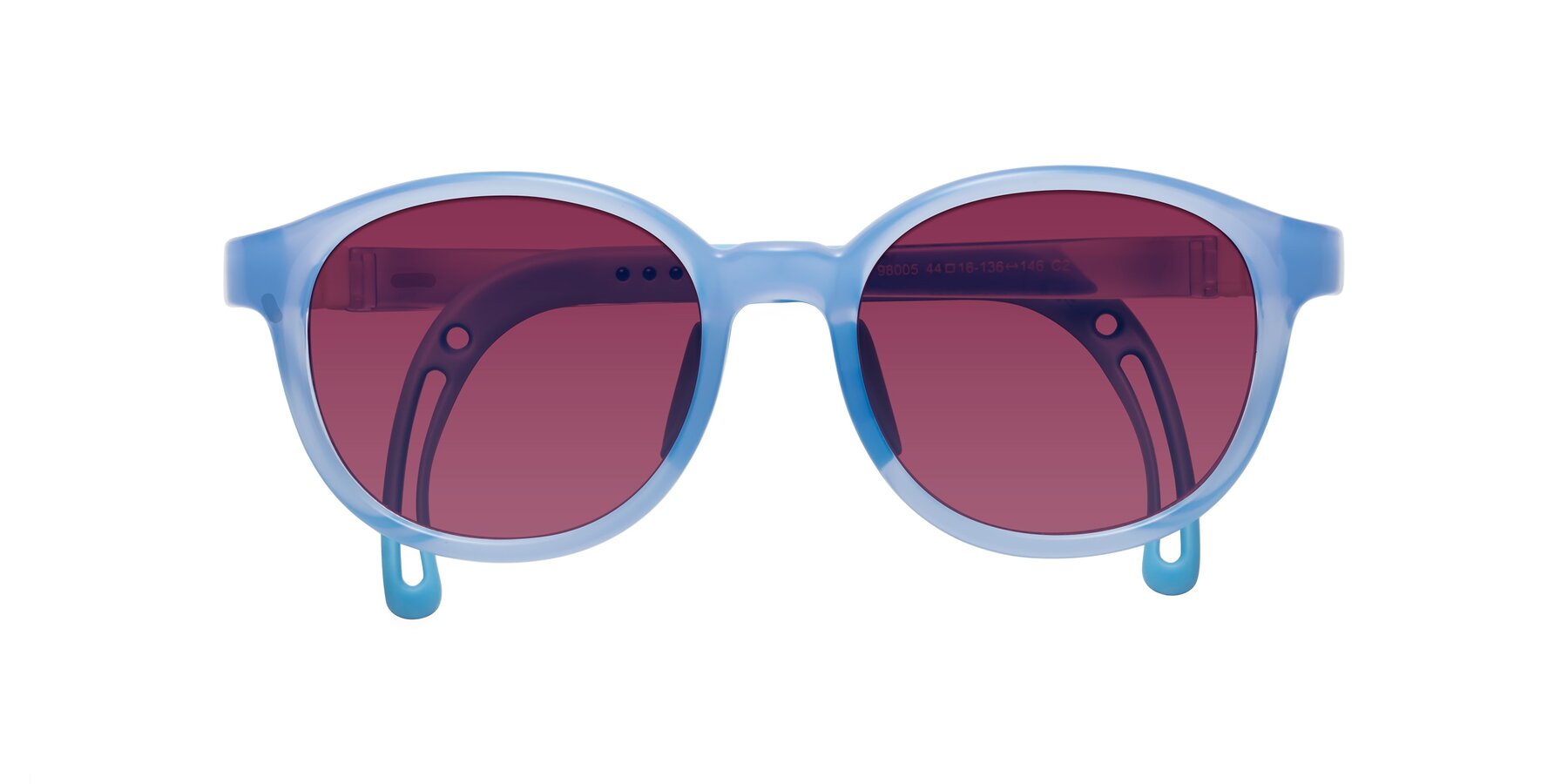 Folded Front of Anahid in Pilot Blue with Wine Tinted Lenses