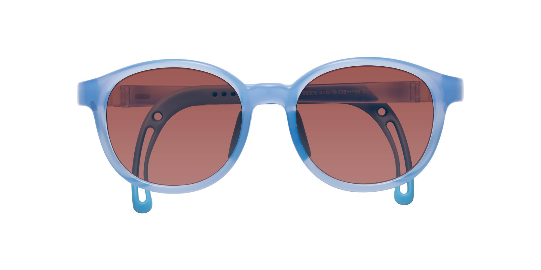 Folded Front of Anahid in Pilot Blue with Garnet Tinted Lenses