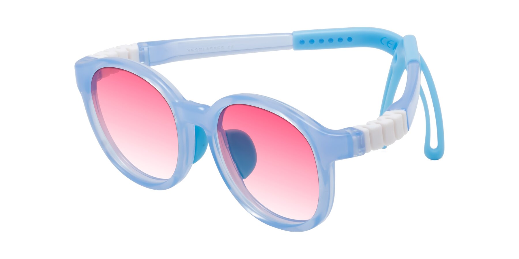 Angle of Anahid in Pilot Blue with Pink Gradient Lenses