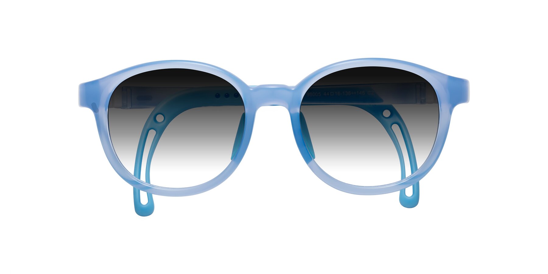 Folded Front of Anahid in Pilot Blue with Gray Gradient Lenses