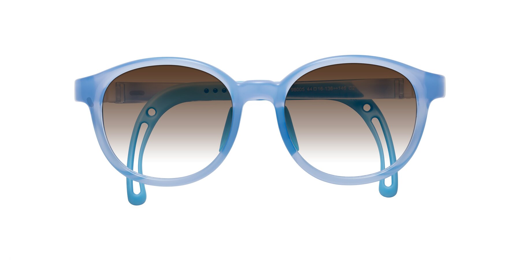 Folded Front of Anahid in Pilot Blue with Brown Gradient Lenses