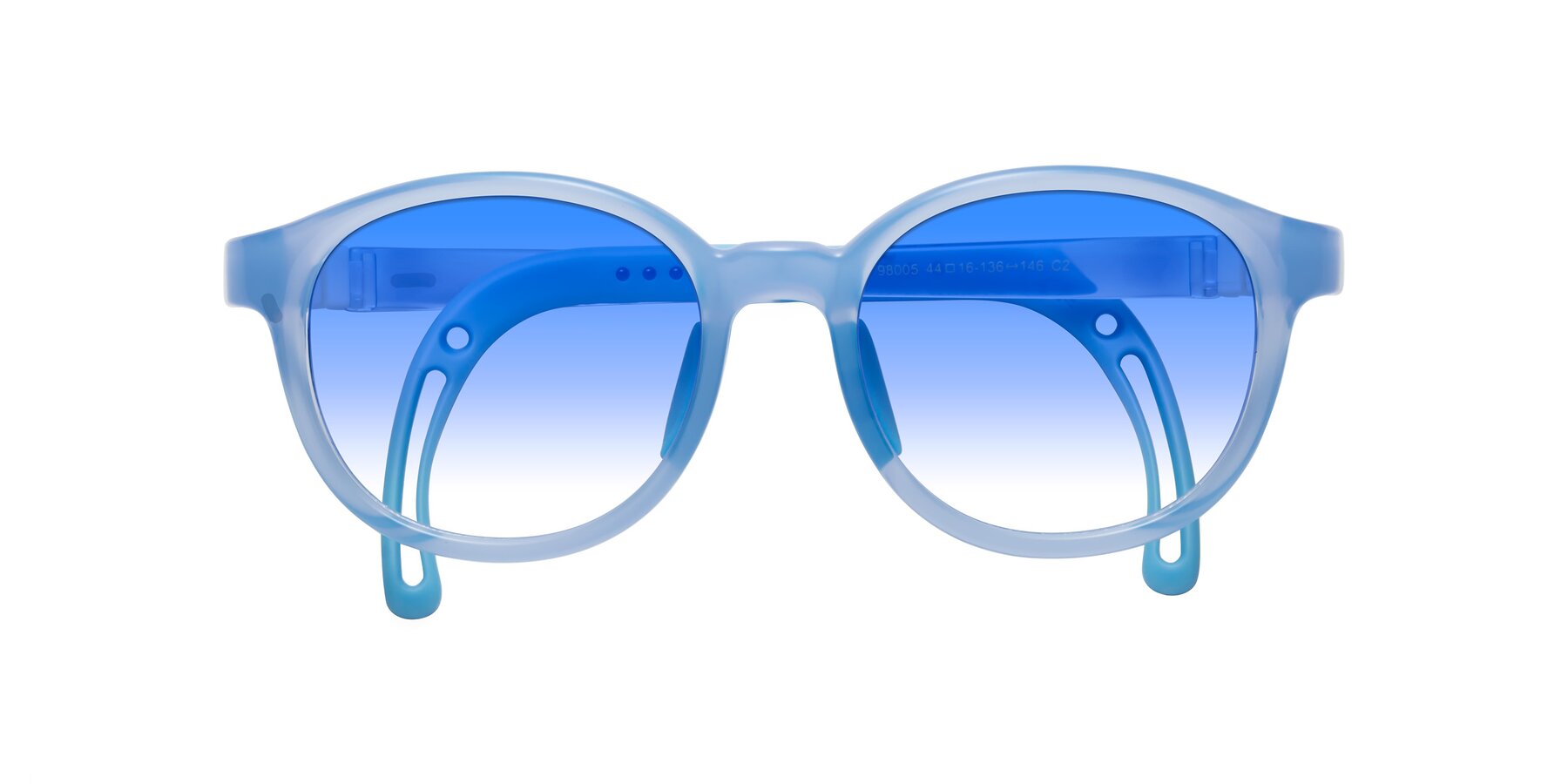 Folded Front of Anahid in Pilot Blue with Blue Gradient Lenses