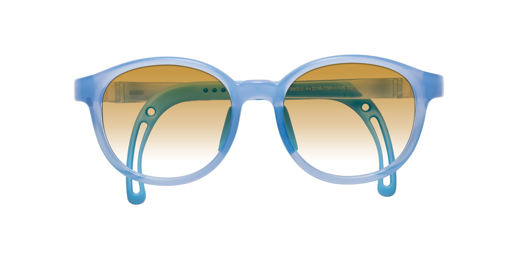 Folded Front of Anahid in Pilot Blue with Champagne Gradient Lenses