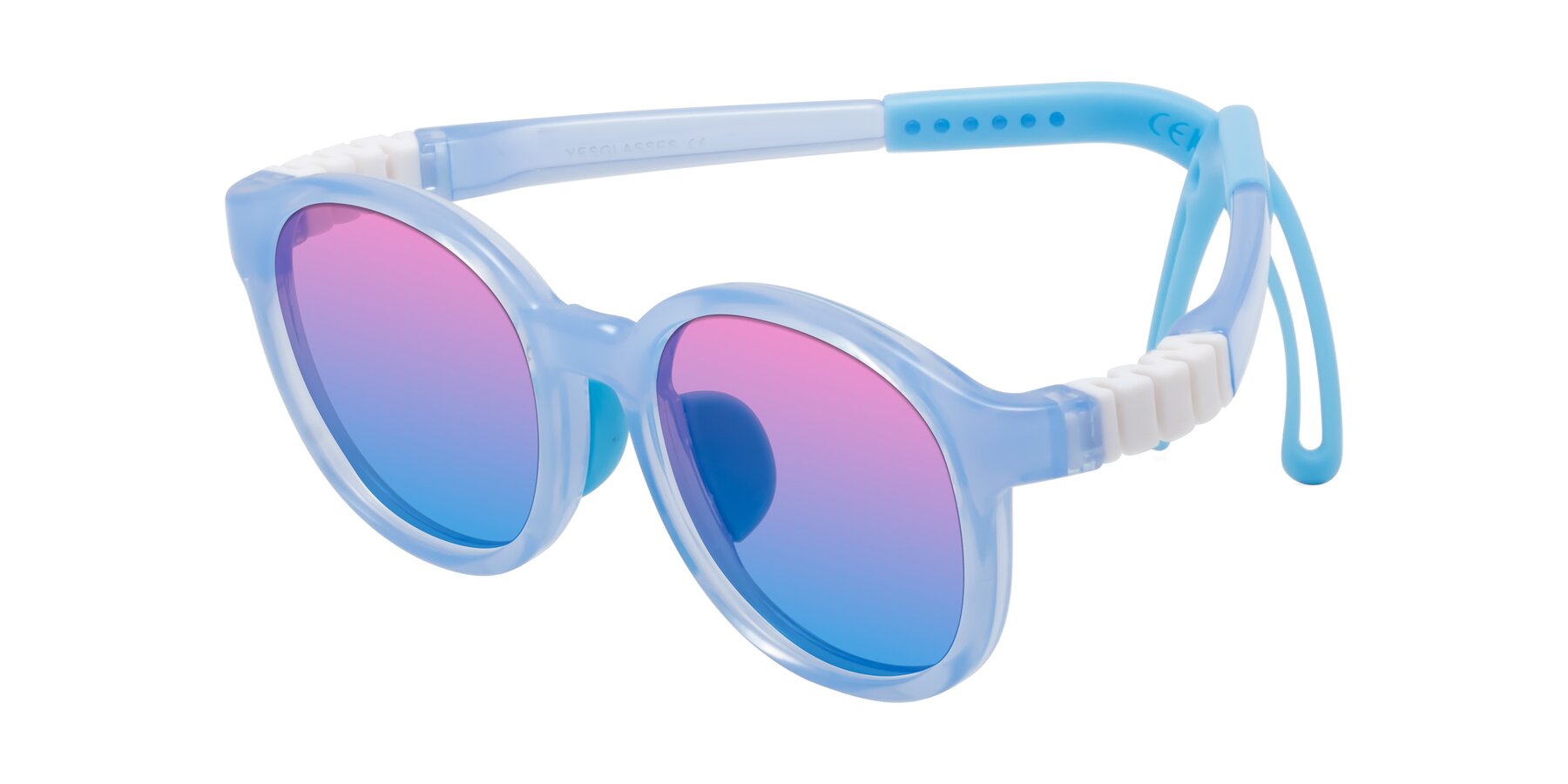 Angle of Anahid in Pilot Blue with Pink / Blue Gradient Lenses