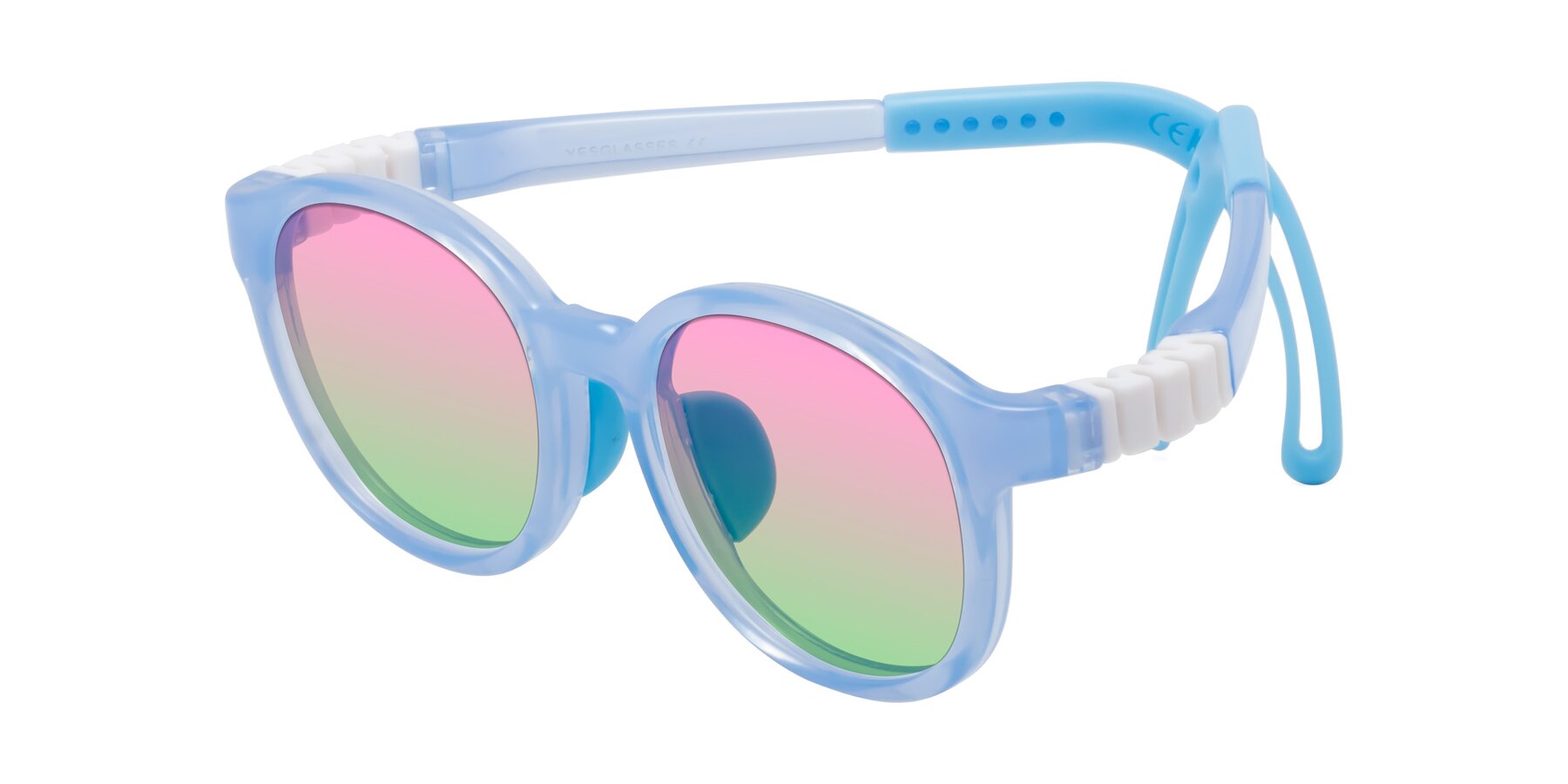 Angle of Anahid in Pilot Blue with Pink / Green Gradient Lenses