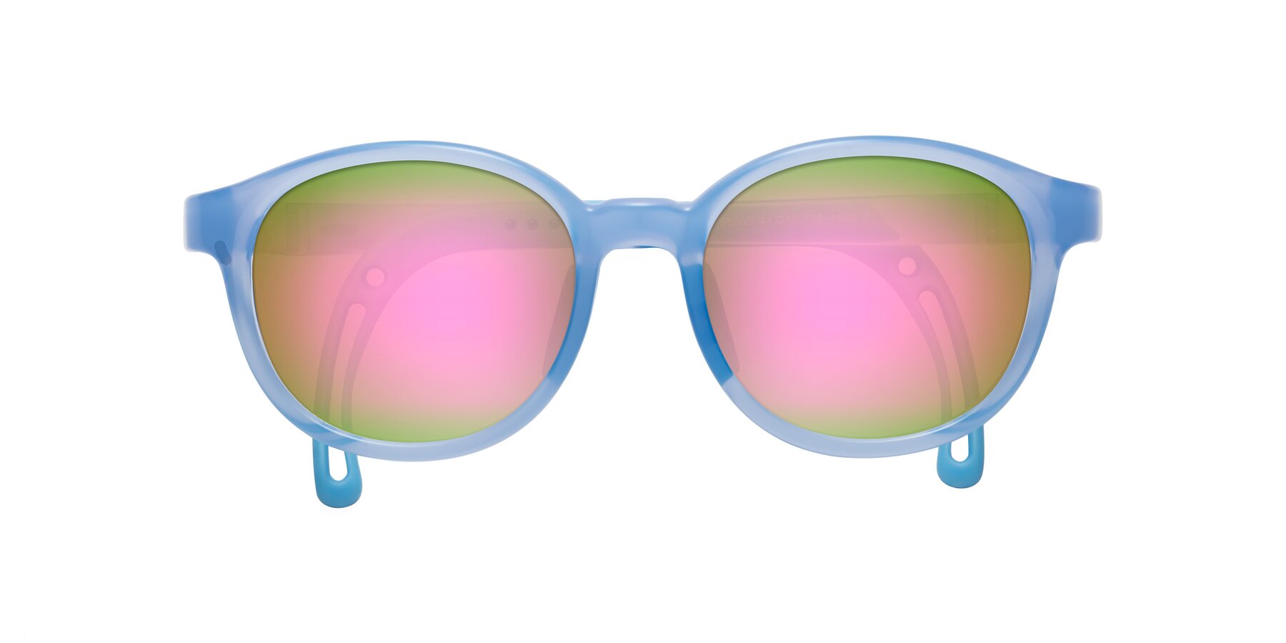 Folded Front of Anahid in Pilot Blue with Pink Mirrored Lenses