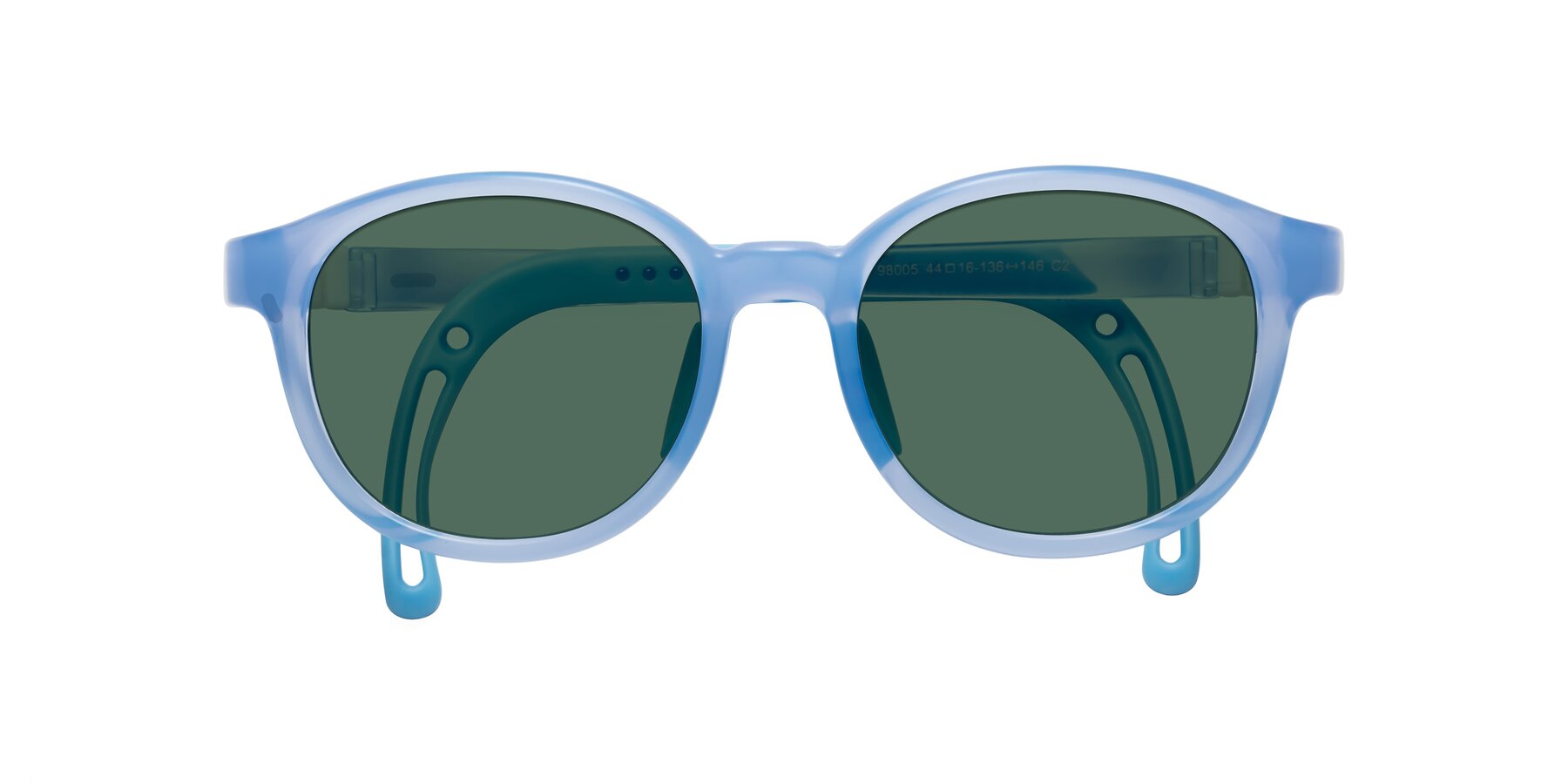 Folded Front of Anahid in Pilot Blue with Green Polarized Lenses