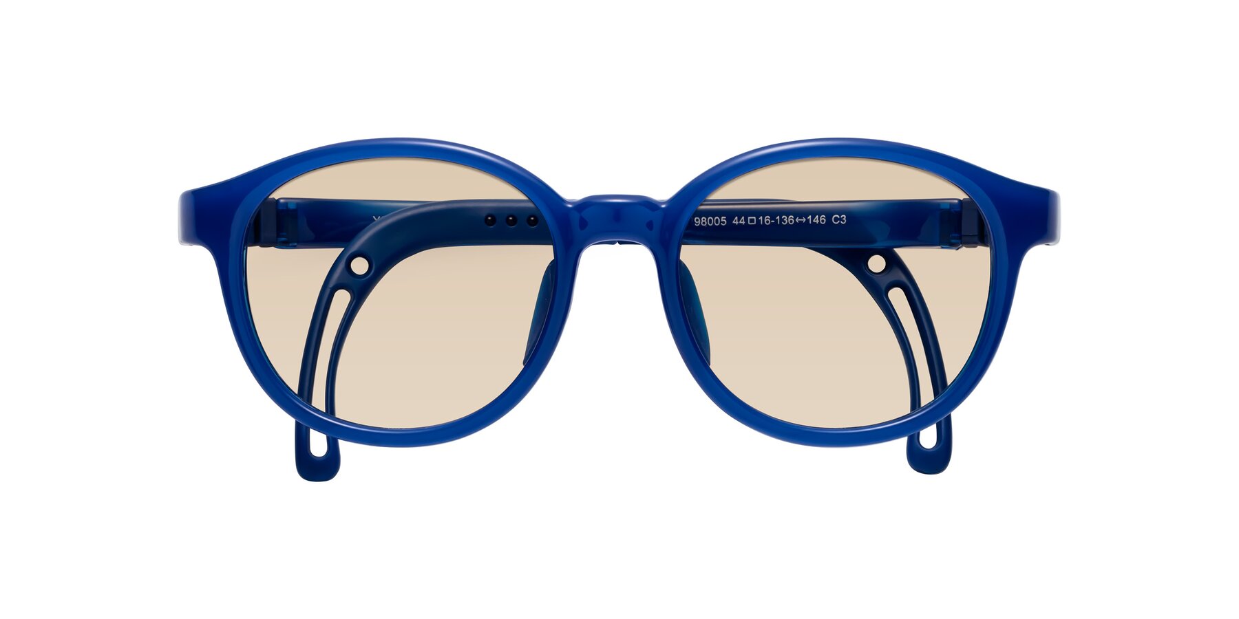 Folded Front of Anahid in Sailor Blue with Light Brown Tinted Lenses