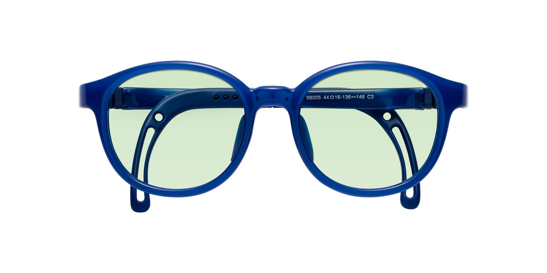 Folded Front of Anahid in Sailor Blue with Light Green Tinted Lenses