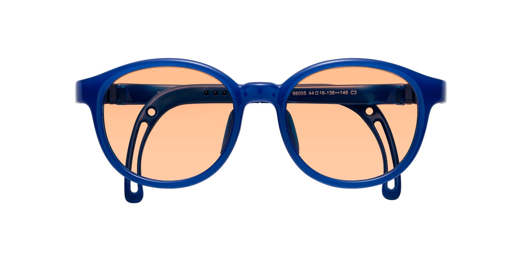 Folded Front of Anahid in Sailor Blue with Light Orange Tinted Lenses